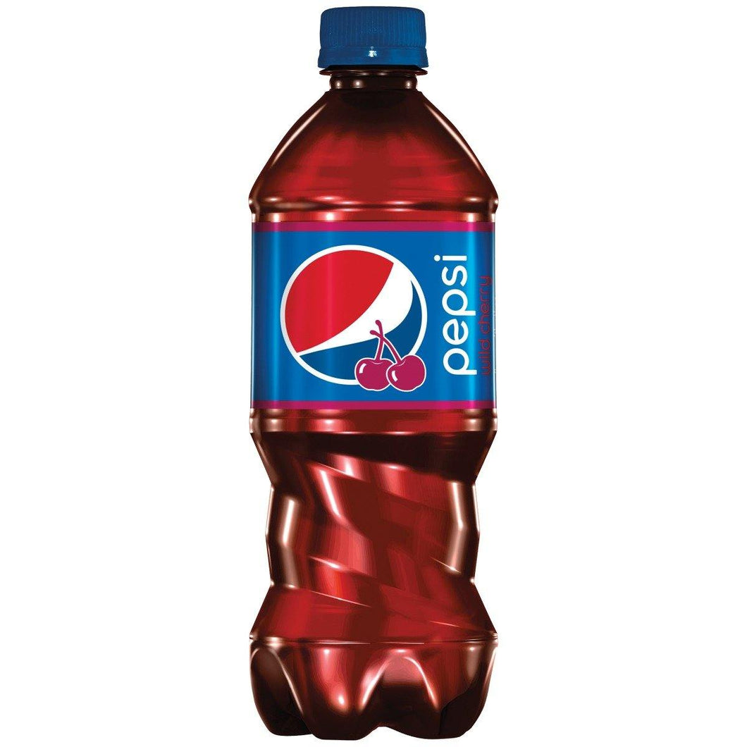 Pepsi Soda, Wild Cherry, 20 oz Bottles (Pack of 24) - Oasis Snacks