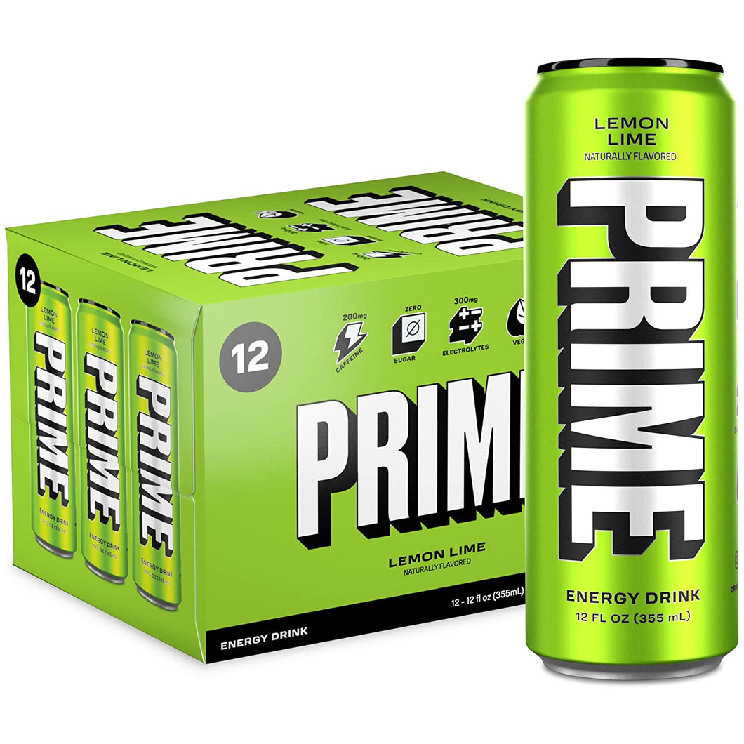 PRIME Energy Drink, Lemon Lime, 12oz (Pack of 12)