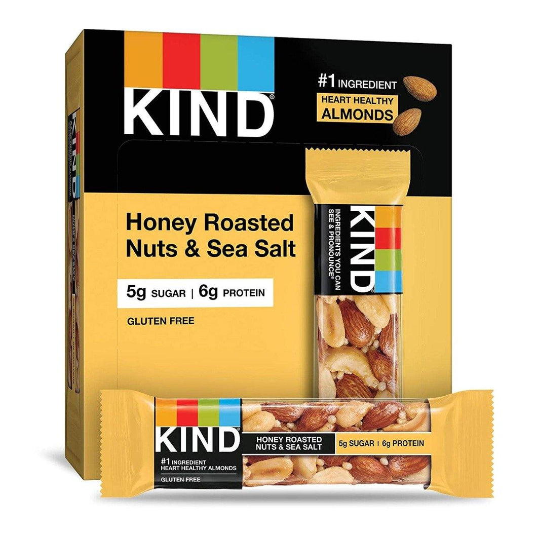 KIND Bars, Honey Roasted Nuts & Sea Salt, 1.4oz (Pack of 12) - Oasis Snacks