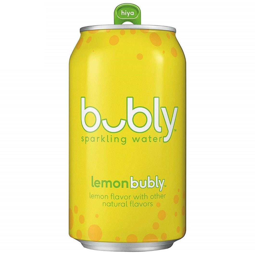 Bubly Flavored Sparkling Water, Lemon, 12 oz Cans (Pack of 12) - Oasis Snacks