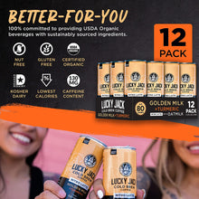 Load image into Gallery viewer, Lucky Jack Cold Brew Coffee, Golden Milk &amp; Turmeric with Oatmilk, 7.5oz (Pack of 12)
