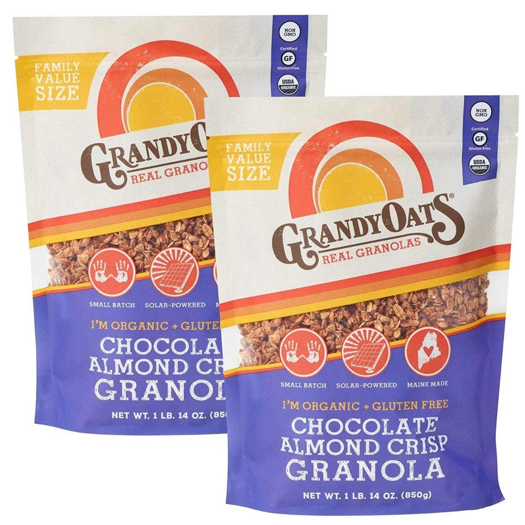 GrandyOats Granola, Chocolate Almond Crisp Granola, 30oz (Pack of 2) - Oasis Snacks