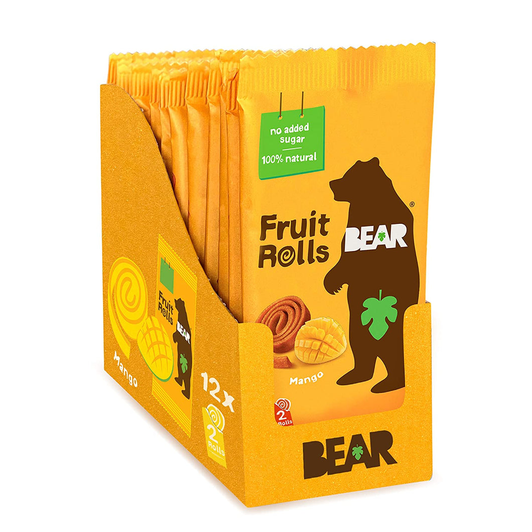 BEAR Real Fruit Snack Rolls, Mango, 0.7oz (Pack of 12)