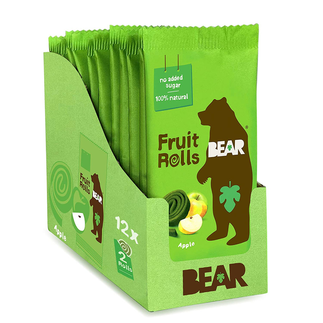 BEAR Real Fruit Snack Rolls, Apple, 0.7oz (Pack of 12)