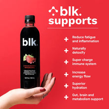 Load image into Gallery viewer, blk. Natural Mineral Alkaline Water, Strawberry Rhubarb, 16.9oz (Pack of 12)

