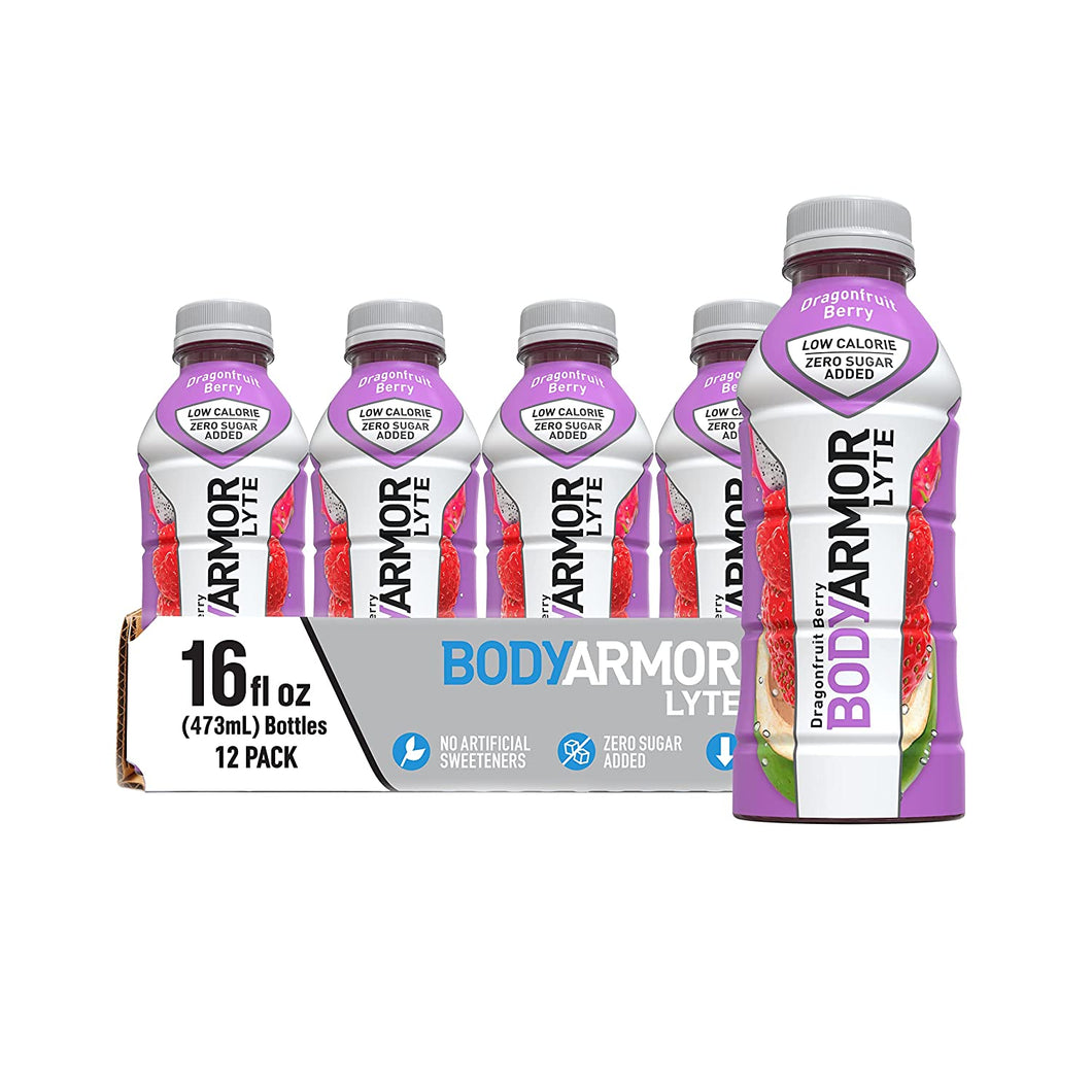 BodyArmor LYTE Electrolyte SuperDrink, Dragon Fruit Berry, 16 Oz (Pack of 12)