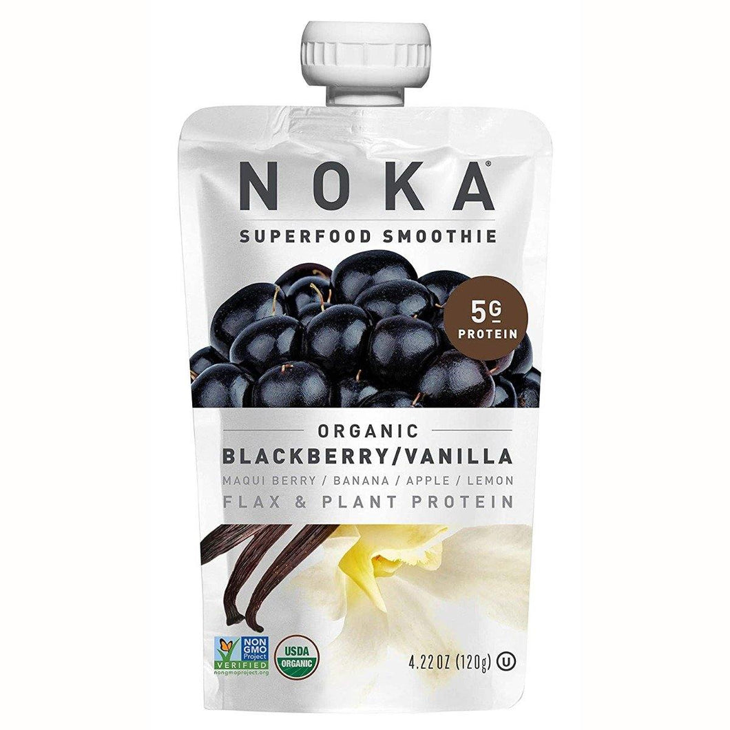 Noka Superfood Smoothie, Blackberry Vanilla, 4.2oz (Pack of 6) - Oasis Snacks