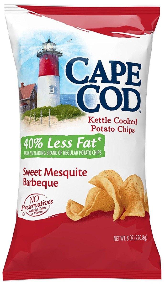 Cape Cod Less Fat Potato Chips, Sweet Mesquite BBQ, 8 Ounce (Pack of 12) - Oasis Snacks