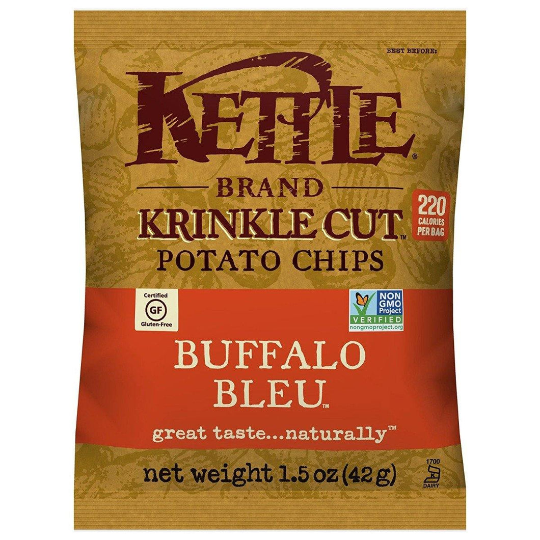 Kettle Brand Krinkle Cut Potato Chips,  Buffalo Bleu, 1.5 Ounce (Pack of 24) - Oasis Snacks