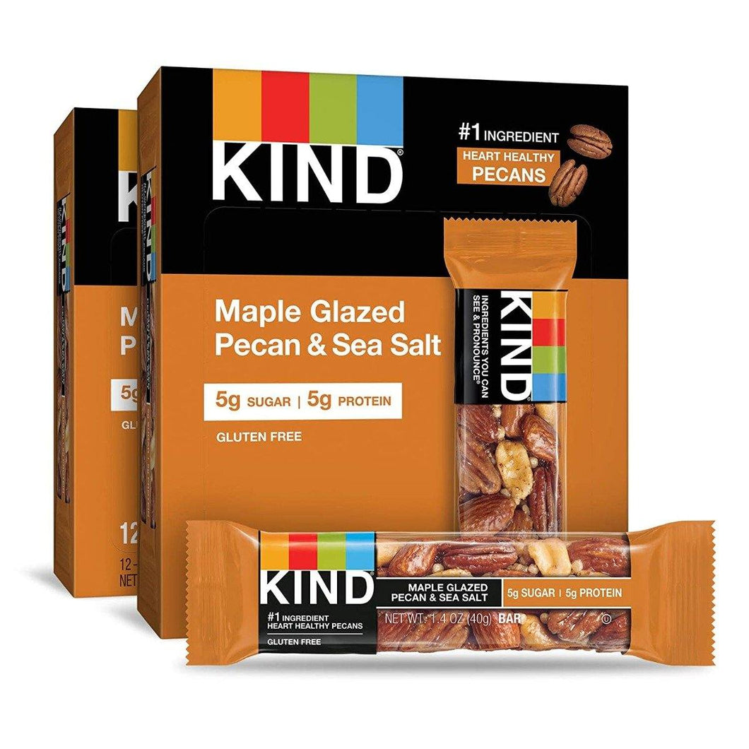 KIND Bars, Maple Glazed Pecan & Sea Salt, 1.4oz (Pack of 12) - Oasis Snacks