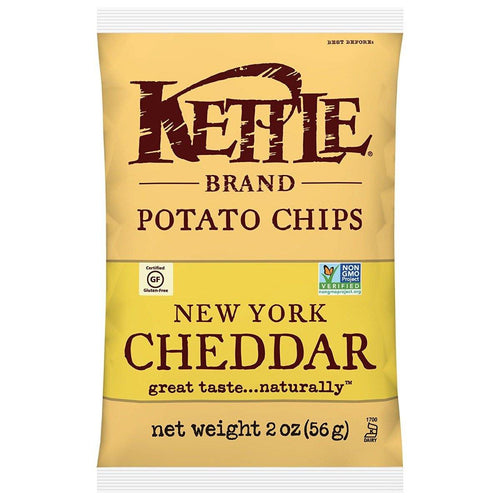 Kettle Brand Potato Chips, New York Cheddar, 2 Ounce, (Pack of 24) - Oasis Snacks