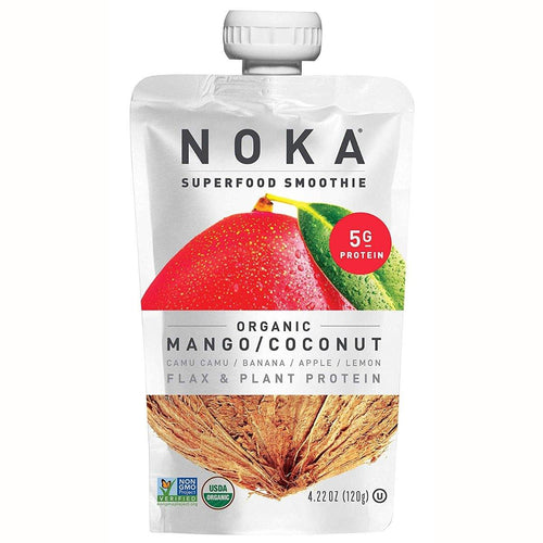 Noka Superfood Smoothie, Mango Coconut, 4.2oz (Pack of 6) - Oasis Snacks