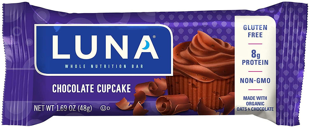 Luna Bar, Chocolate Cupcake, 1.69oz (Pack of 15) - Oasis Snacks