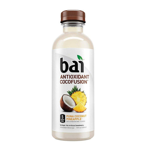 Bai Coconut Flavored Water, Puna Coconut Pineapple, Antioxidant Infused Drinks, 18 fl oz (Pack of 12) - Oasis Snacks