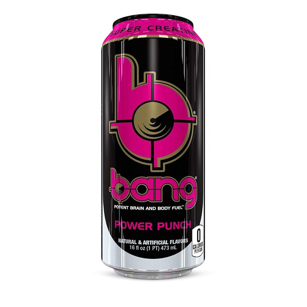 BANG Energy Drink, Power Punch, 16oz Cans (Pack of 12) - Oasis Snacks