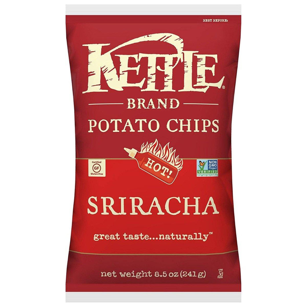 Kettle Brand Potato Chips, Sriracha, 8.5 Ounce (Pack of 12) - Oasis Snacks
