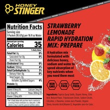Load image into Gallery viewer, Honey Stinger Recover Rapid Hydration Powder, Strawberry Lemonade, 0.36oz (Pack of 10)
