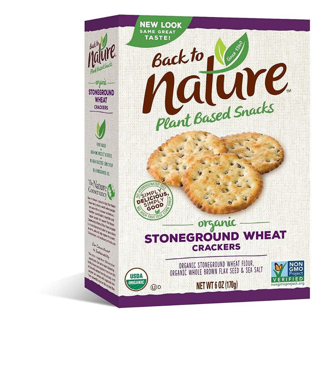 Back to Nature Crackers, Stoneground Wheat, 6oz (Pack of 6) - Oasis Snacks