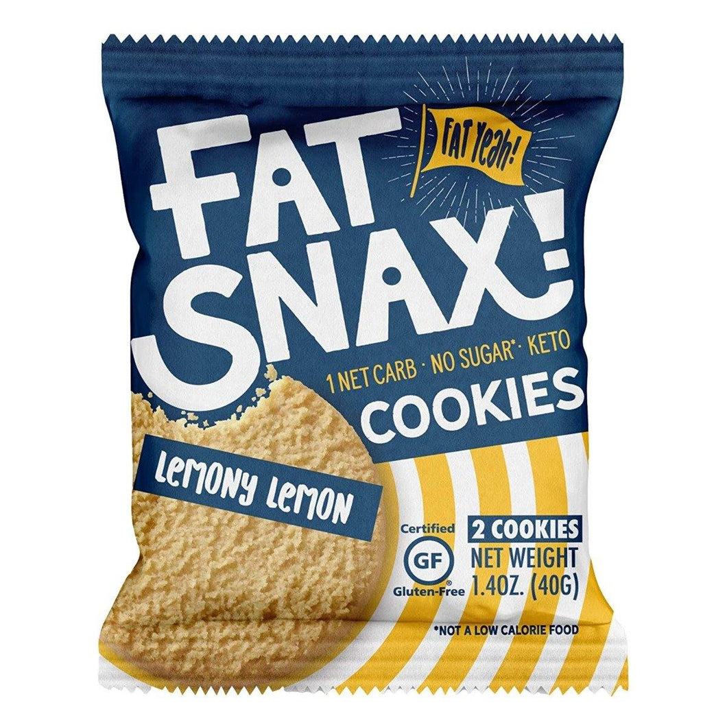 Fat Snax Cookies, Lemony Lemon, 1.4oz (Pack of 12) - Oasis Snacks