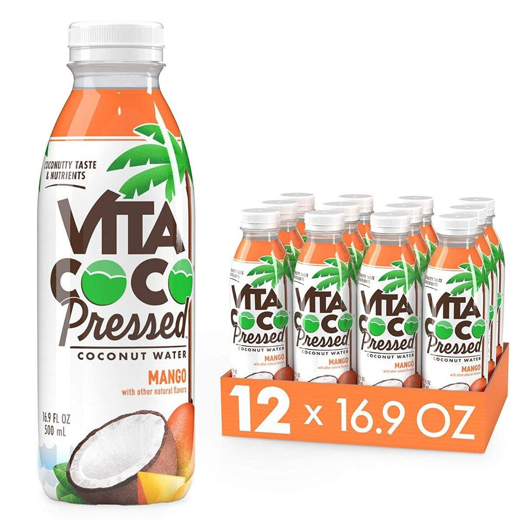 Vita Coco Pressed Coconut Water, Mango, 16.9oz (Pack of 12) - Oasis Snacks