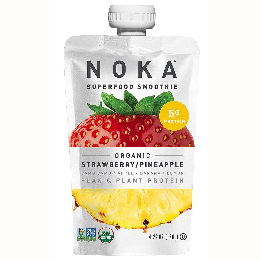 Noka Superfood Smoothie, Strawberry Pineapple, 4.2oz (Pack of 6) - Oasis Snacks