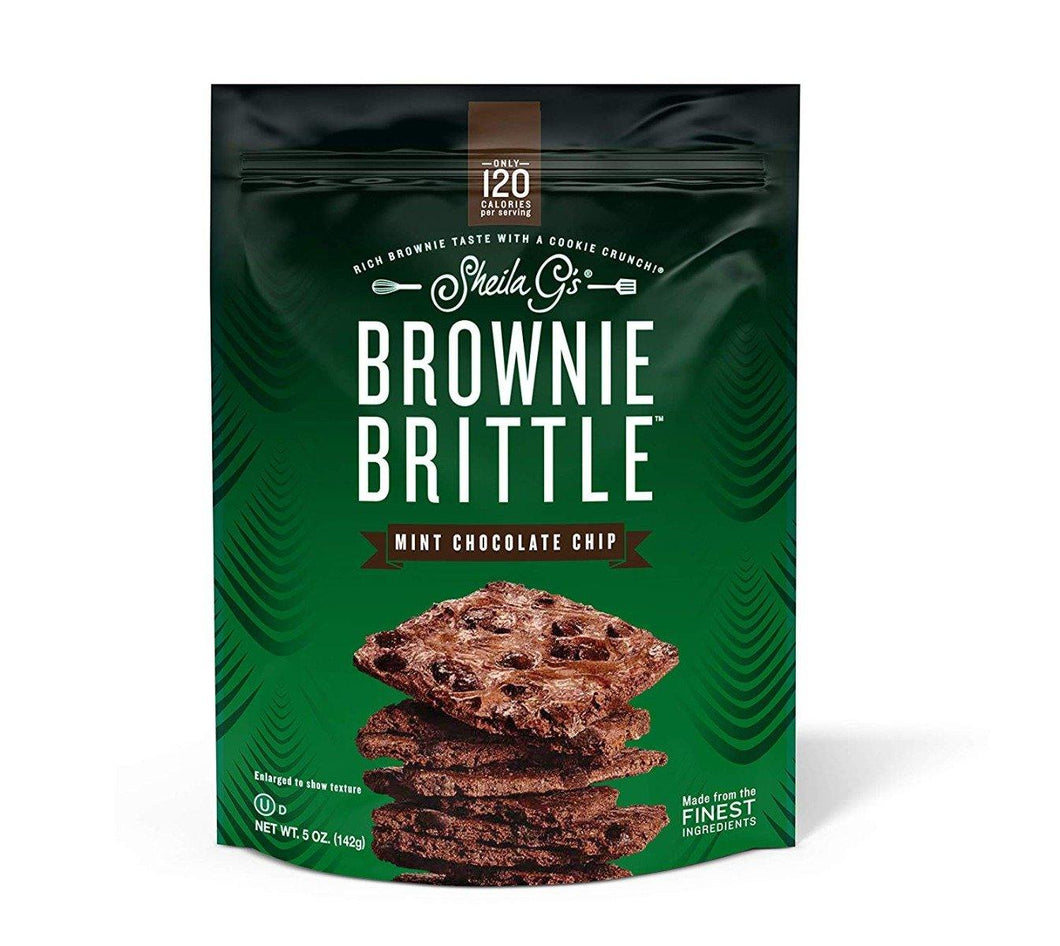 Sheila G's Brownie Brittle, Mint Chocolate Chip, 5 Oz Bag (Pack of 12) - Oasis Snacks