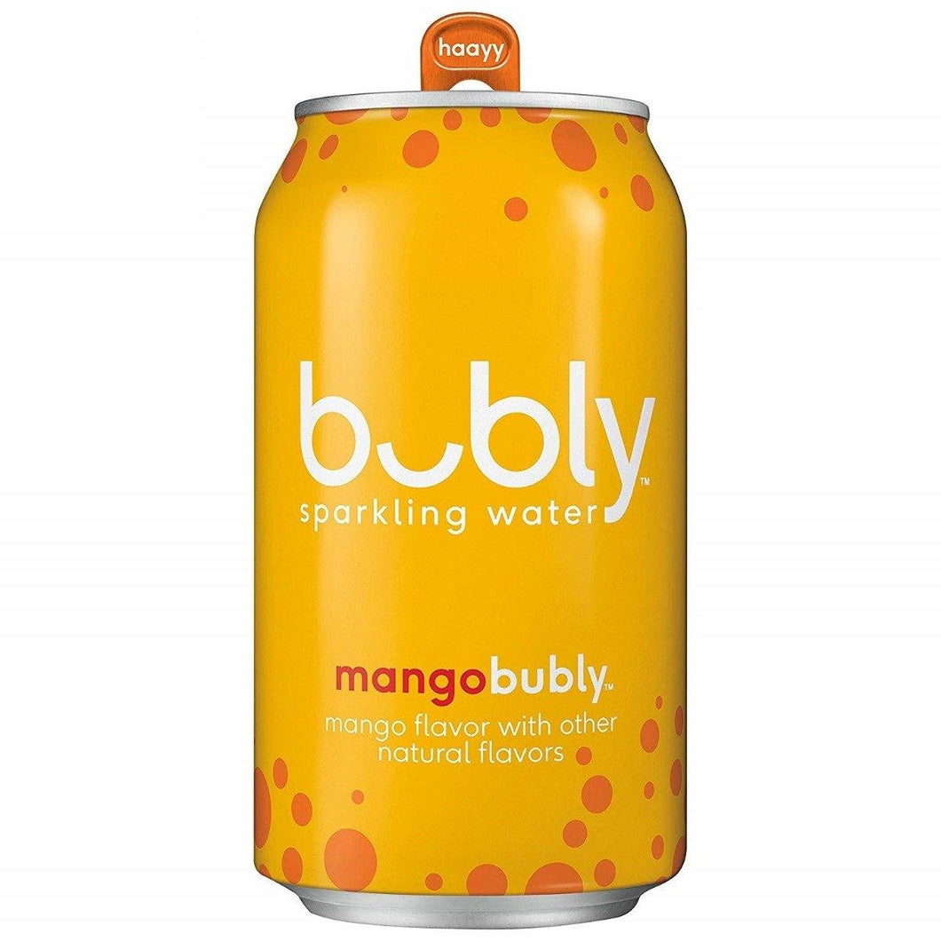 Bubly Flavored Sparkling Water, Mango, 12 oz Cans (Pack of 12) - Oasis Snacks