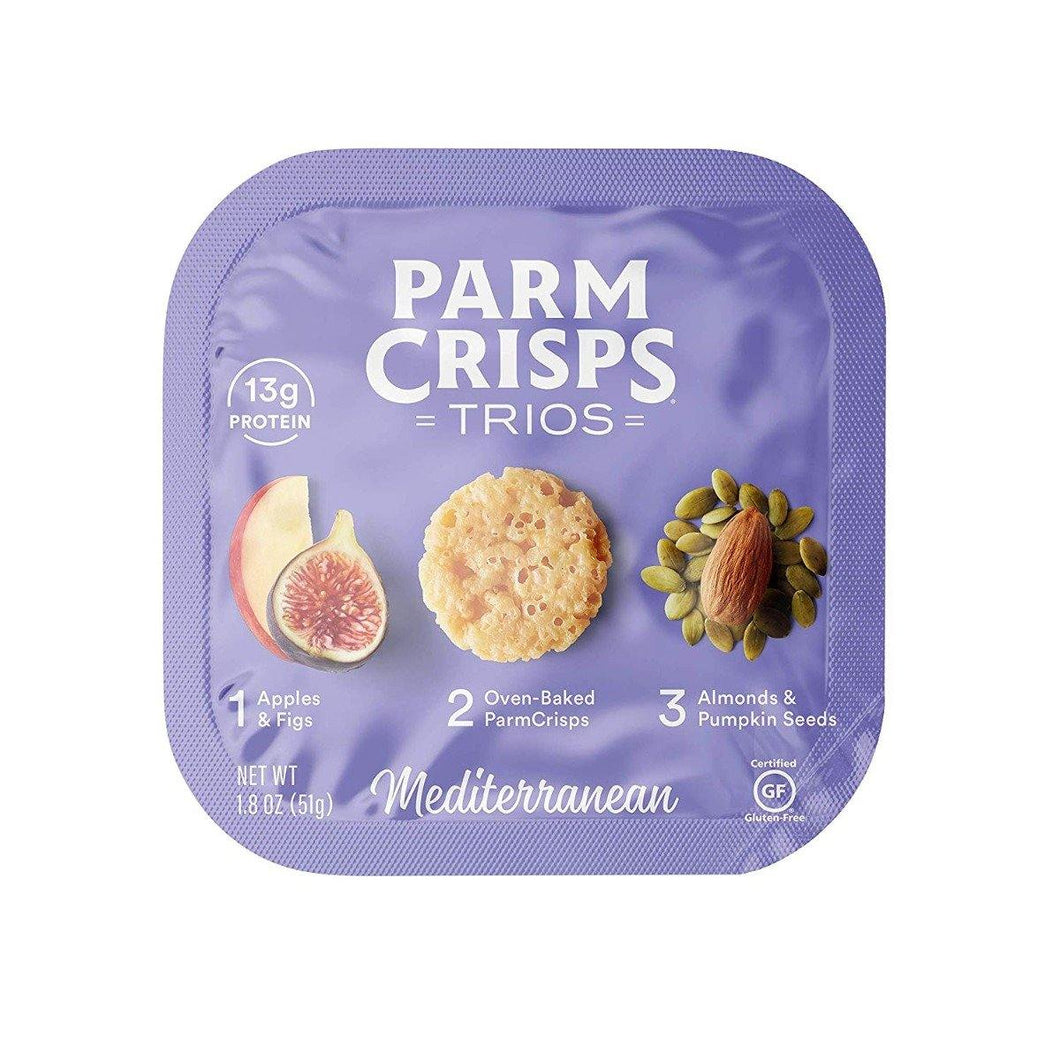 ParmCrisps Trios, Mediterranean, Snack Pack, Protein Pack, 1.8 Ounce Tray (Pack of 14) - Oasis Snacks