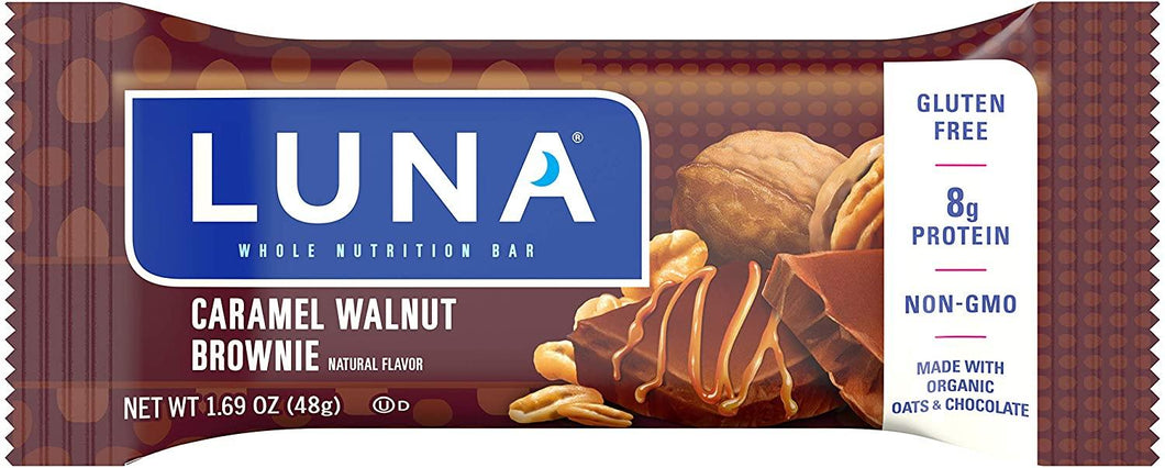 Luna Bar, Caramel Walnut Brownie, 1.69oz (Pack of 15) - Oasis Snacks