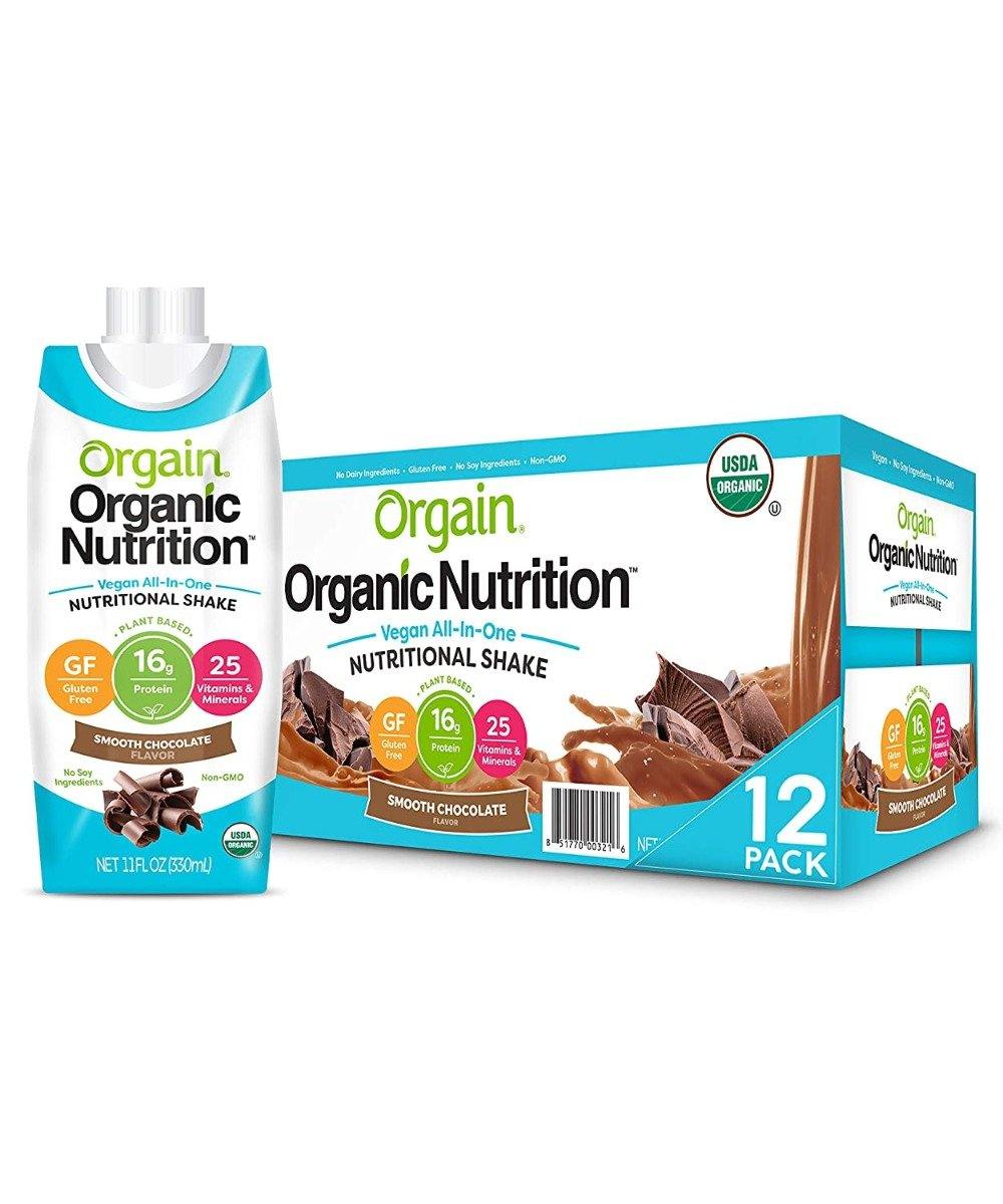 Orgain Nutritional All-In-One Vegan Shake, Smooth Chocolate, 11oz (Pack of 12) - Oasis Snacks