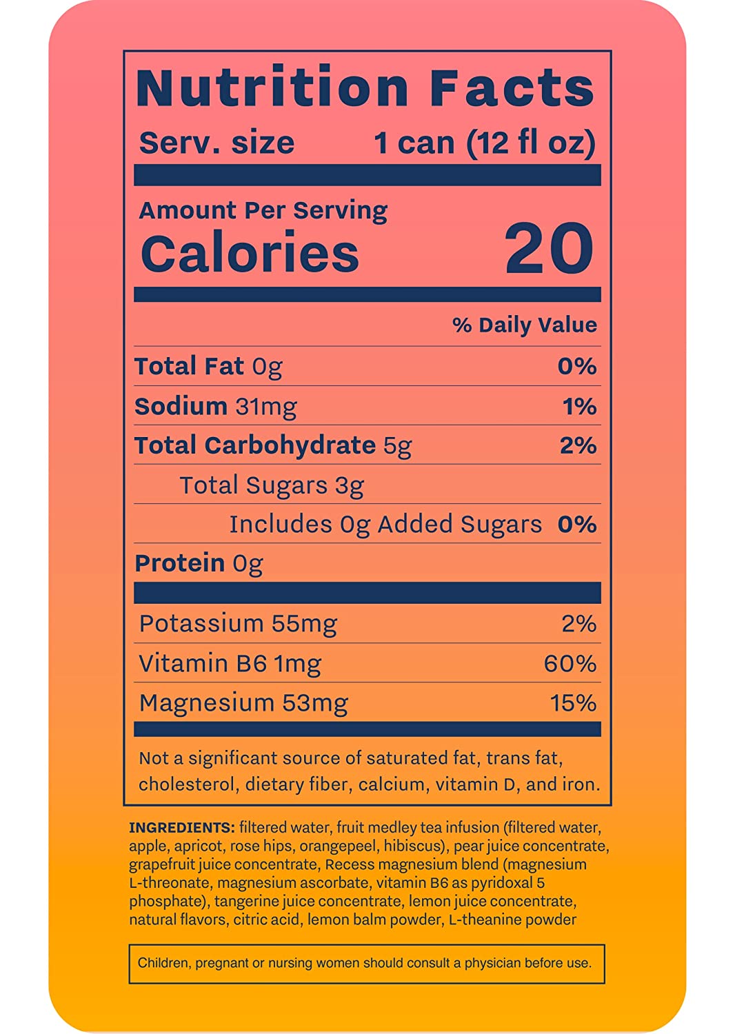 Recess Mood Magnesium Supplement Sparkling Water, Raspberry Lemon, 12o ...