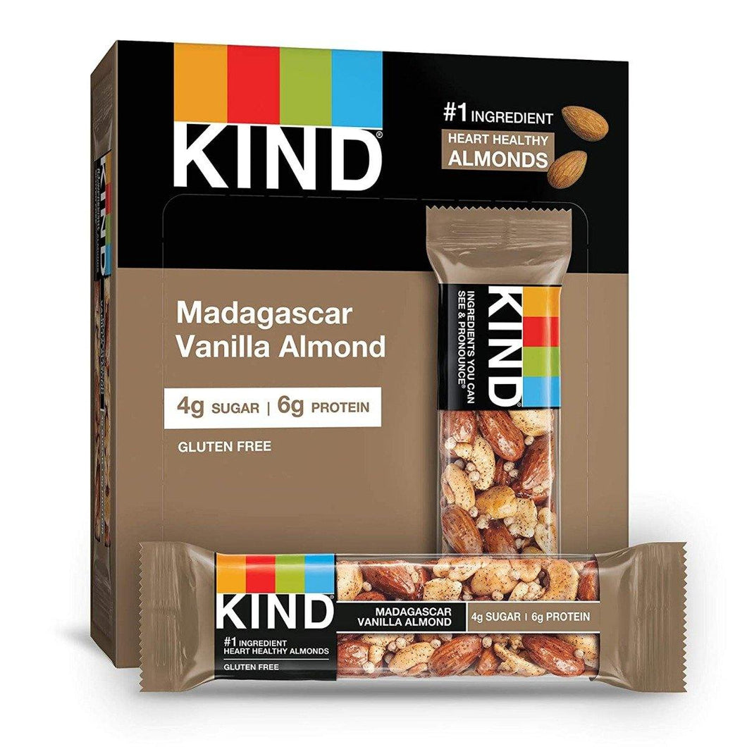 KIND Bars, Madagascar Vanilla Almond, 1.4oz (Pack of 12) - Oasis Snacks