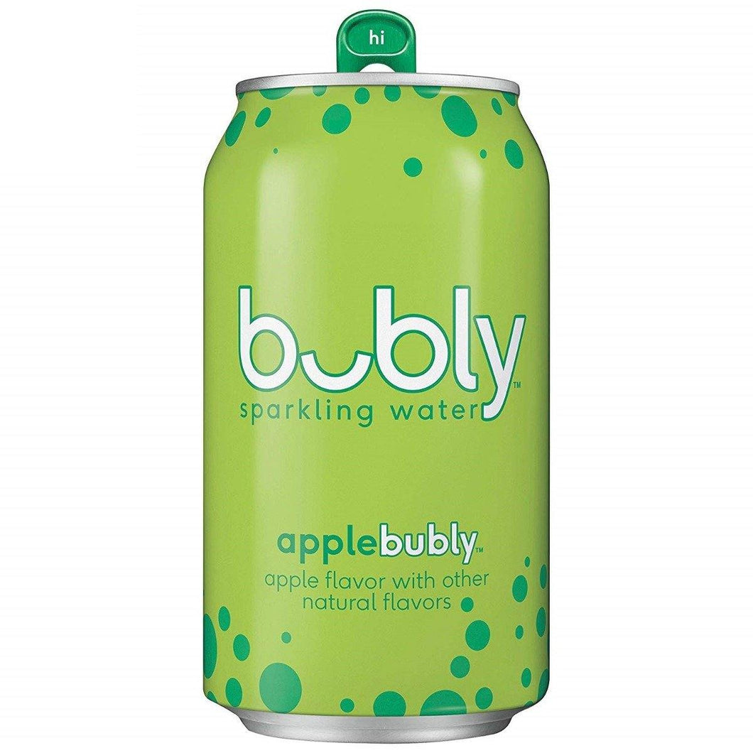 Bubly Flavored Sparkling Water, Apple, 12 oz Cans (Pack of 12) - Oasis Snacks