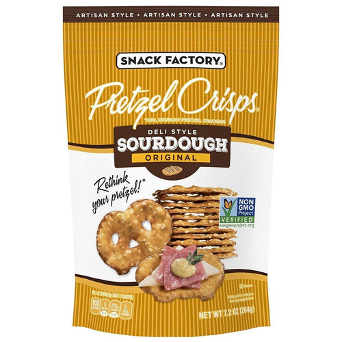 Snack Factory Pretzel Crisps, Sourdough, 7.2 Ounce (Pack of 12) - Oasis Snacks