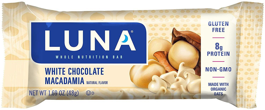 Luna Bar, White Chocolate Macadamia, 1.69oz (Pack of 15) - Oasis Snacks