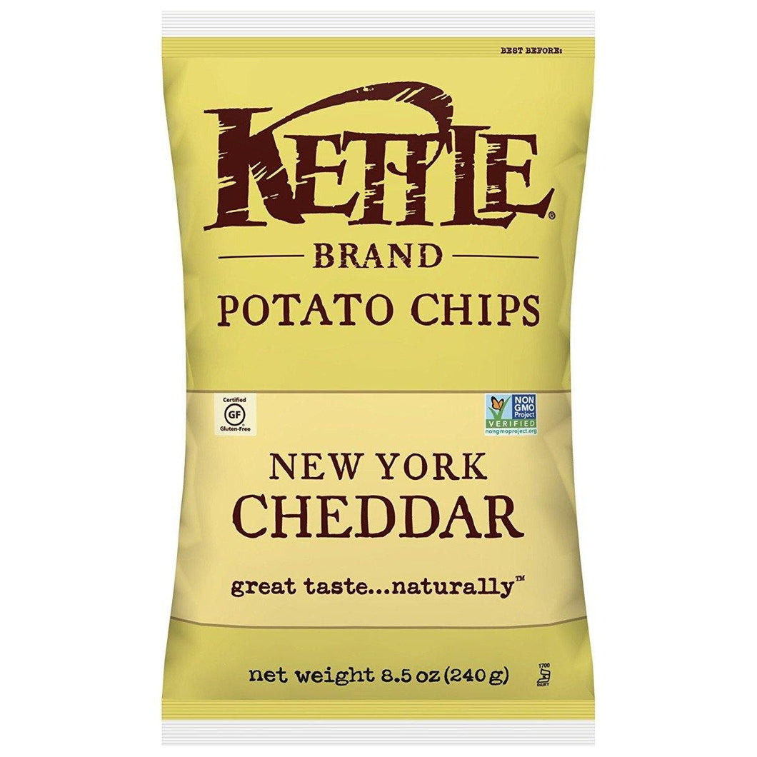 Kettle Brand Potato Chips, New York Cheddar, 8.5 Ounce Bags (Pack of 12) - Oasis Snacks