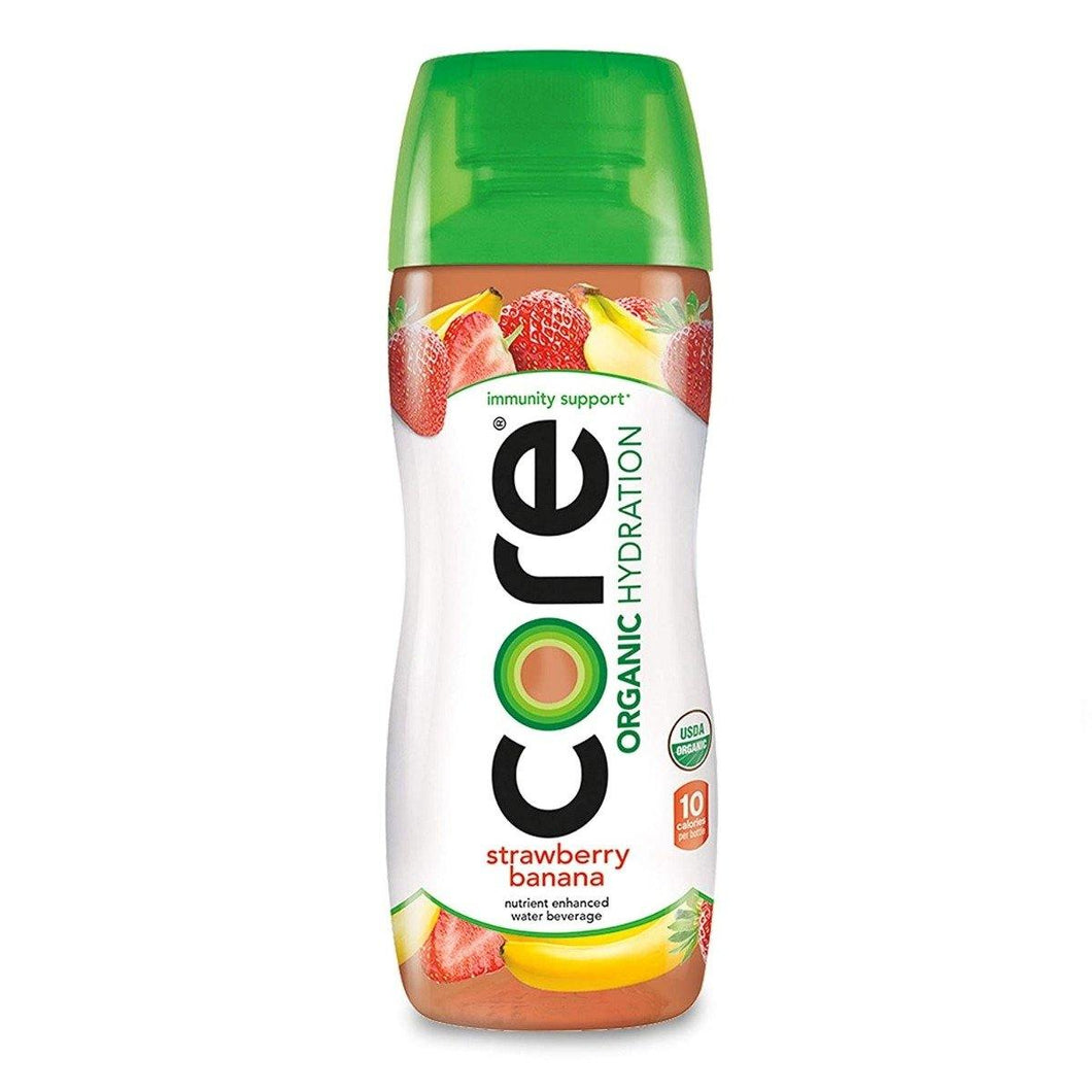Core Organic Strawberry Banana Flavored Water 16.9 Oz Plastic Bottles (12 Pack) - Oasis Snacks