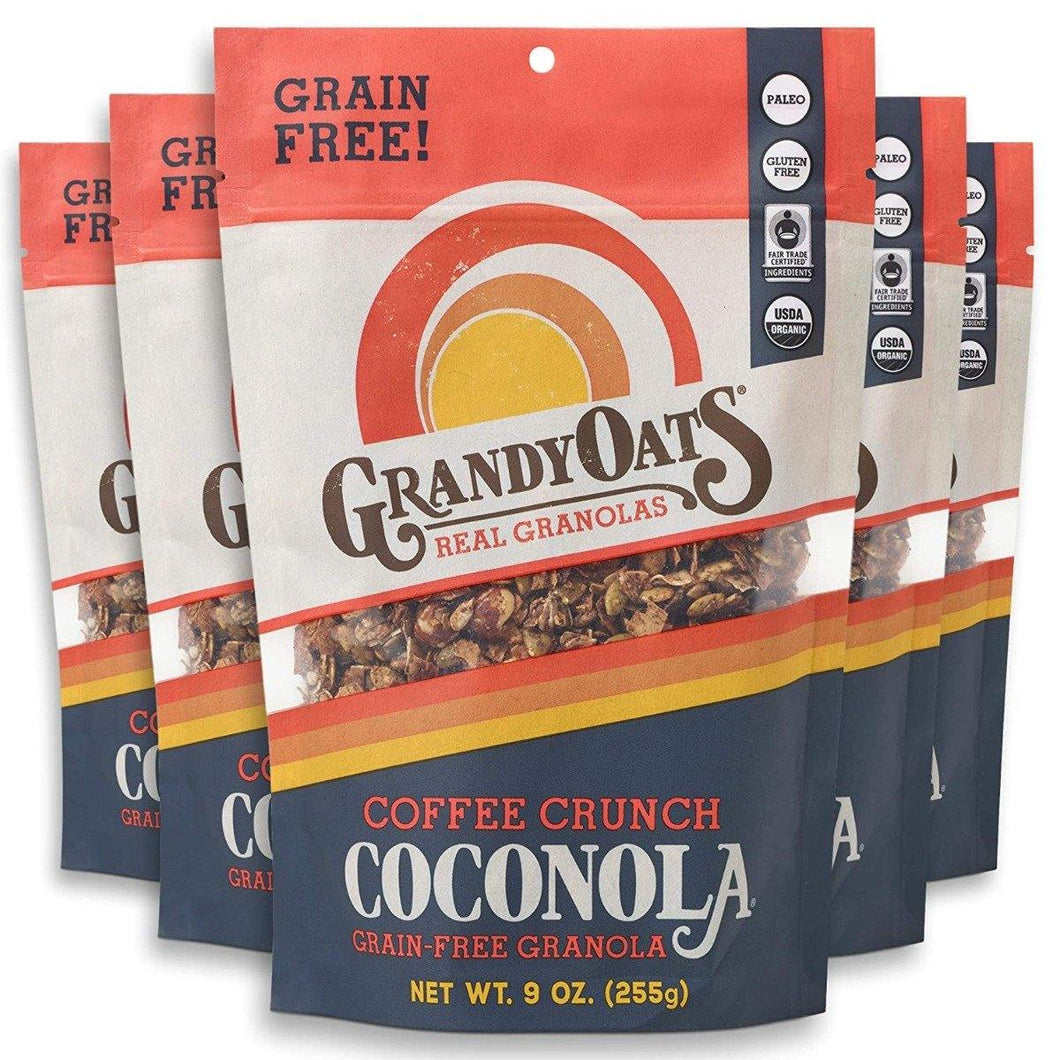 GrandyOats Granola, Coffee Crunch Coconola, 9oz (Pack of 6) - Oasis Snacks