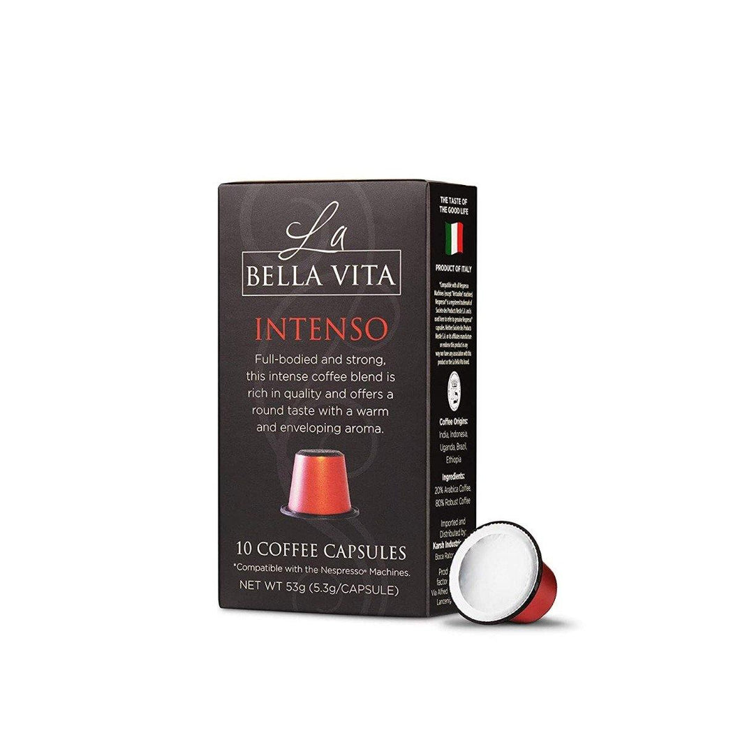 La Bella Vita Coffee Pods for Nespresso Machines, Intenso, 2 Sleeves (20 Capsules) - Oasis Snacks