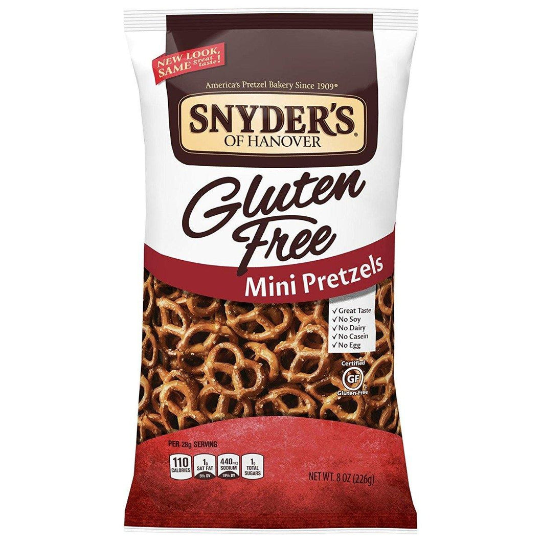 Snyder's of Hanover Gluten Free Mini Pretzels, 8 Ounce (Pack of 12) - Oasis Snacks