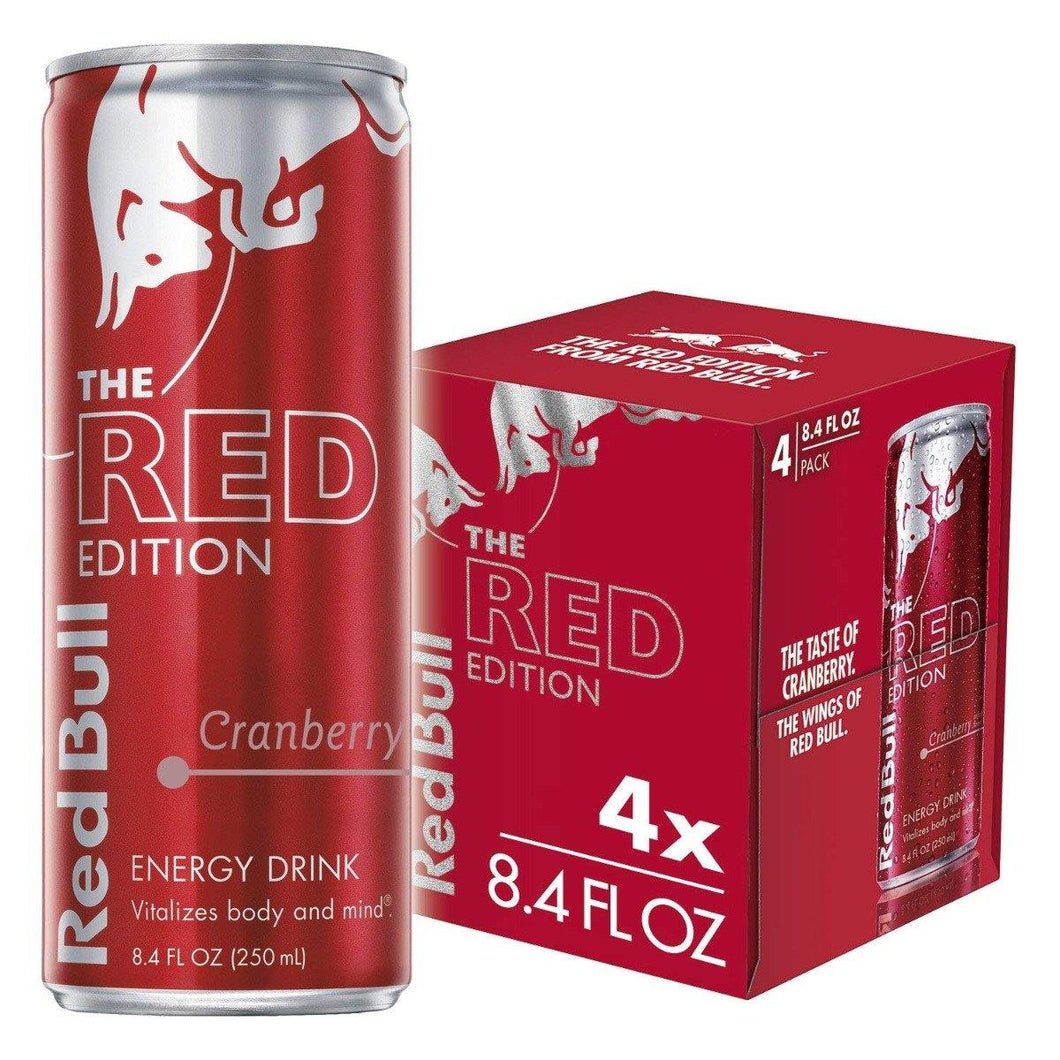 Red Bull Red Edition, Cranberry Energy Drink, 8.4 Fl Oz (6 Packs of 4) - Oasis Snacks