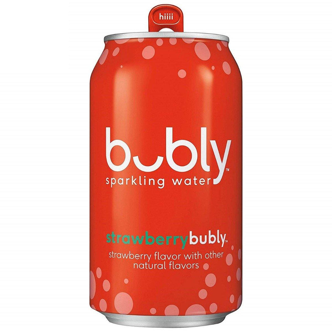 Bubly Flavored Sparkling Water, Strawberry, 12 oz Cans (Pack of 12) - Oasis Snacks