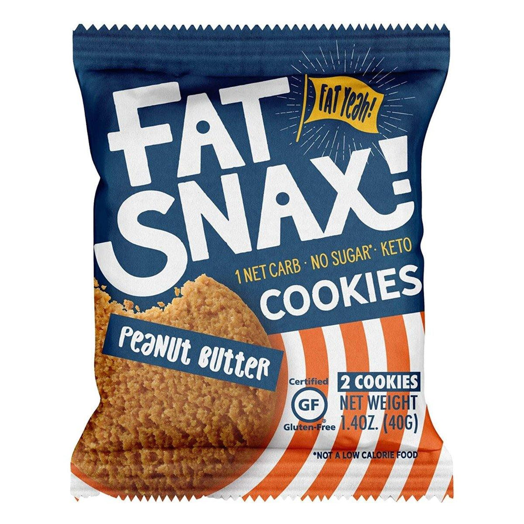 Fat Snax Cookies, Peanut Butter, 1.4oz (Pack of 12) - Oasis Snacks