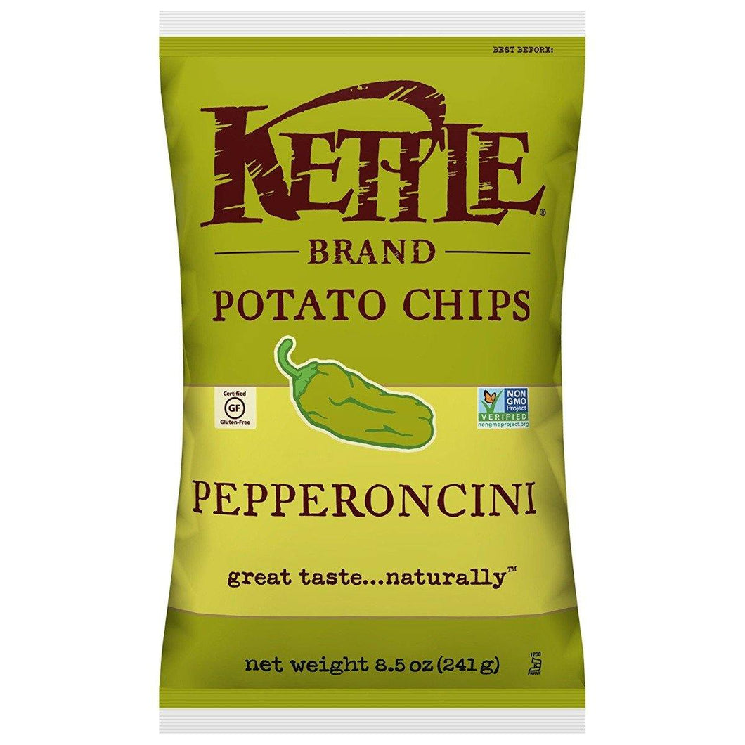 Kettle Brand Potato Chips, Pepperoncini, 8.5 Ounce (Pack of 12) - Oasis Snacks