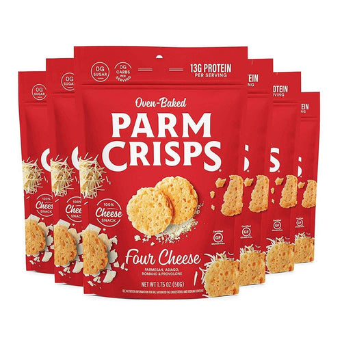ParmCrisps, 100% Cheese Crisps, Keto Friendly, Gluten Free, Four Cheese 1.75 Ounce Bag, (Pack of 12) - Oasis Snacks