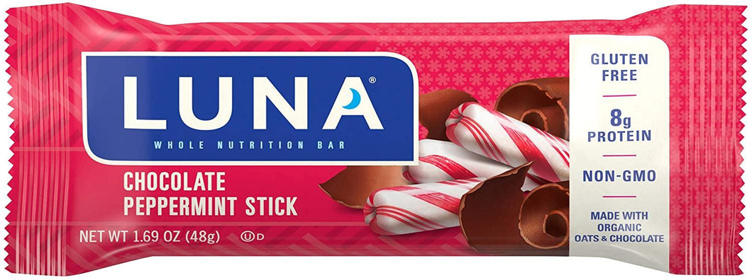 Luna Bar, Chocolate Peppermint Stick, 1.69oz (Pack of 15) - Oasis Snacks