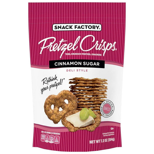 Snack Factory Pretzel Crisps, Cinnamon Sugar, 7.2 Ounce (Pack of 12) - Oasis Snacks