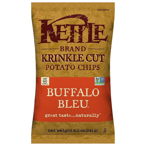Kettle Brand Krinkle Cut Potato Chips, Buffalo Bleu, 8.5 Ounce Bags (Pack of 12) - Oasis Snacks