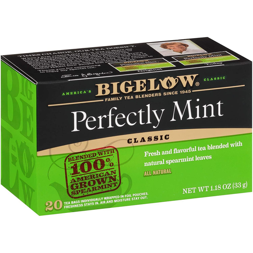 Bigelow Tea Bags, Perfectly Mint Classic Tea, 20-Count Box (Pack of 6) - Oasis Snacks
