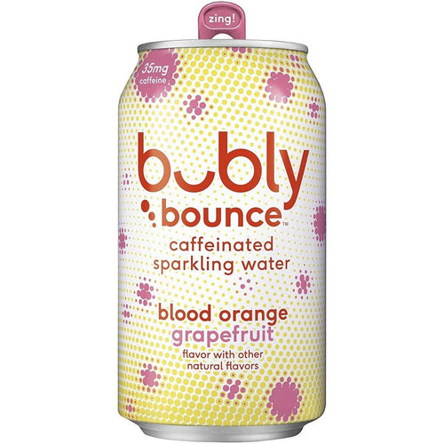 Bubly Bounce Caffeinated Sparkling Water, Blood Orange Grapefruit, 12oz (Pack of 12) - Oasis Snacks